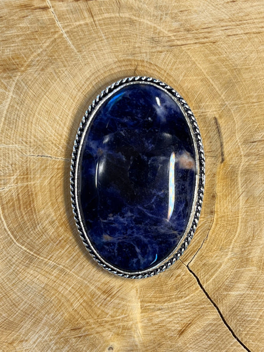 Sodalite sertie argenté n°A4 (4,74cm x 2,9cm) - Solyluna Macramé