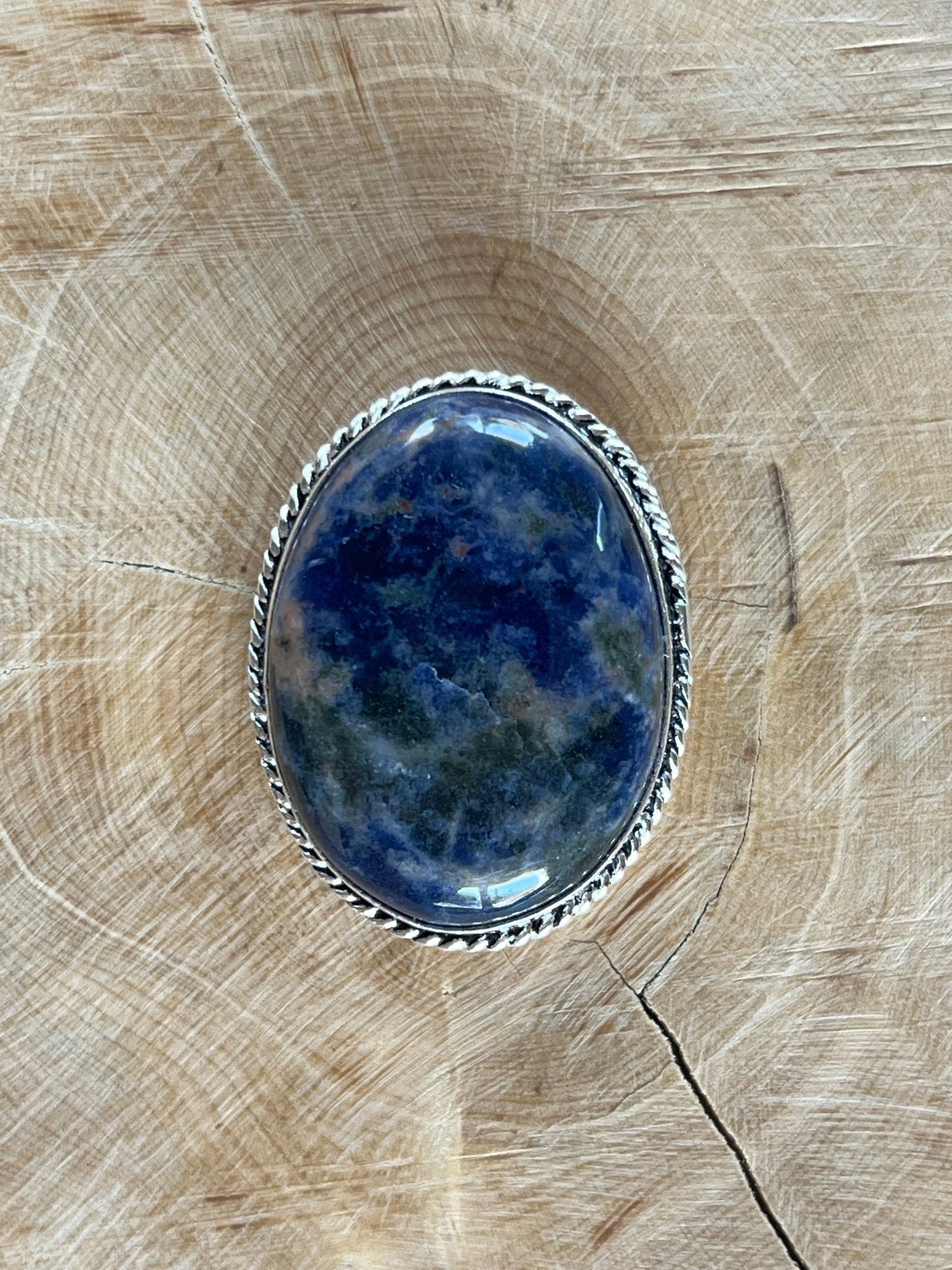 Sodalite sertie argenté n°A5 (3,4cm x 2,7cm) - Solyluna Macramé