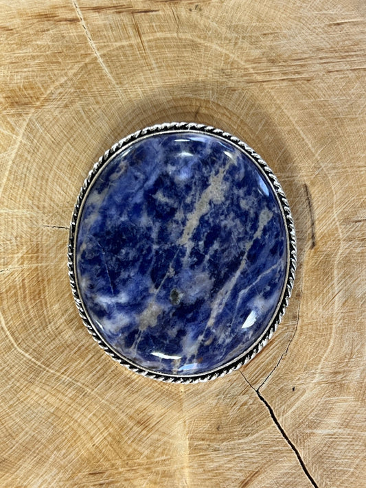 Sodalite sertie argenté n°A5 (4,1cm x 3,6cm) - Solyluna Macramé