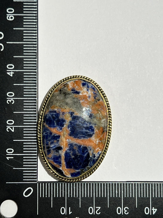 Sodalite sertie doré n°D3 (3,7cm x 2,5cm) - Solyluna Macramé