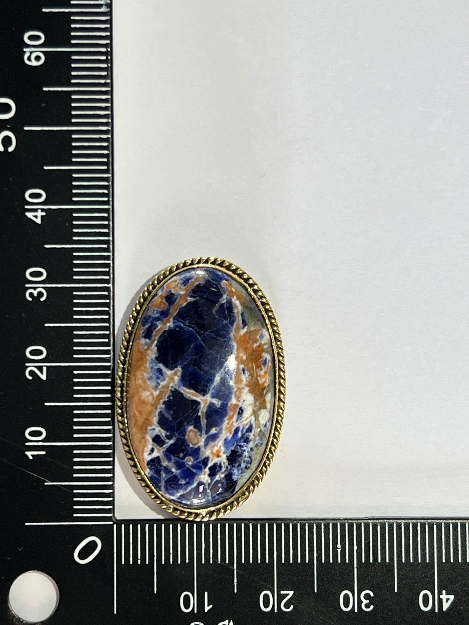 Sodalite sertie doré n°D1 (3,3cm x 2,1cm) - Solyluna Macramé