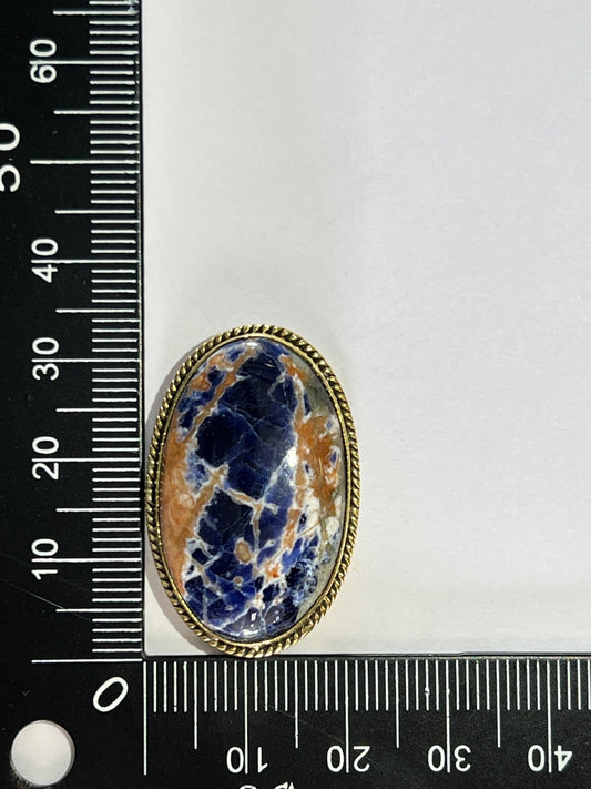 Sodalite sertie doré n°D1 (3,3cm x 2,1cm) - Solyluna Macramé