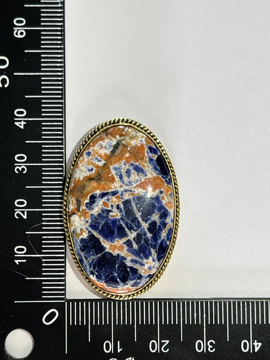 Sodalite sertie doré n°D4 (4cm x 2,5cm) - Solyluna Macramé