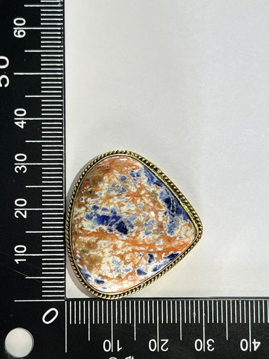 Sodalite sertie doré n°D5 (3,2cm x 3cm) - Solyluna Macramé