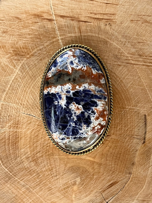 Sodalite sertie doré n°D5 (3,7cm x 2,5cm) - Solyluna Macramé
