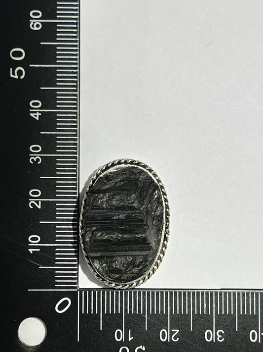 Tourmaline sertie argenté n°A1 (2,8cm x 2cm) - Solyluna Macramé