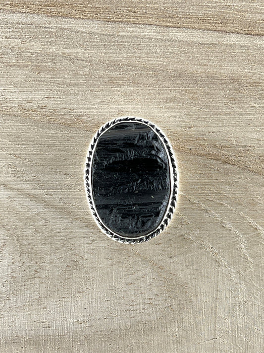 Tourmaline sertie argenté n°A2 (3cm x 2,2cm) - Solyluna Macramé