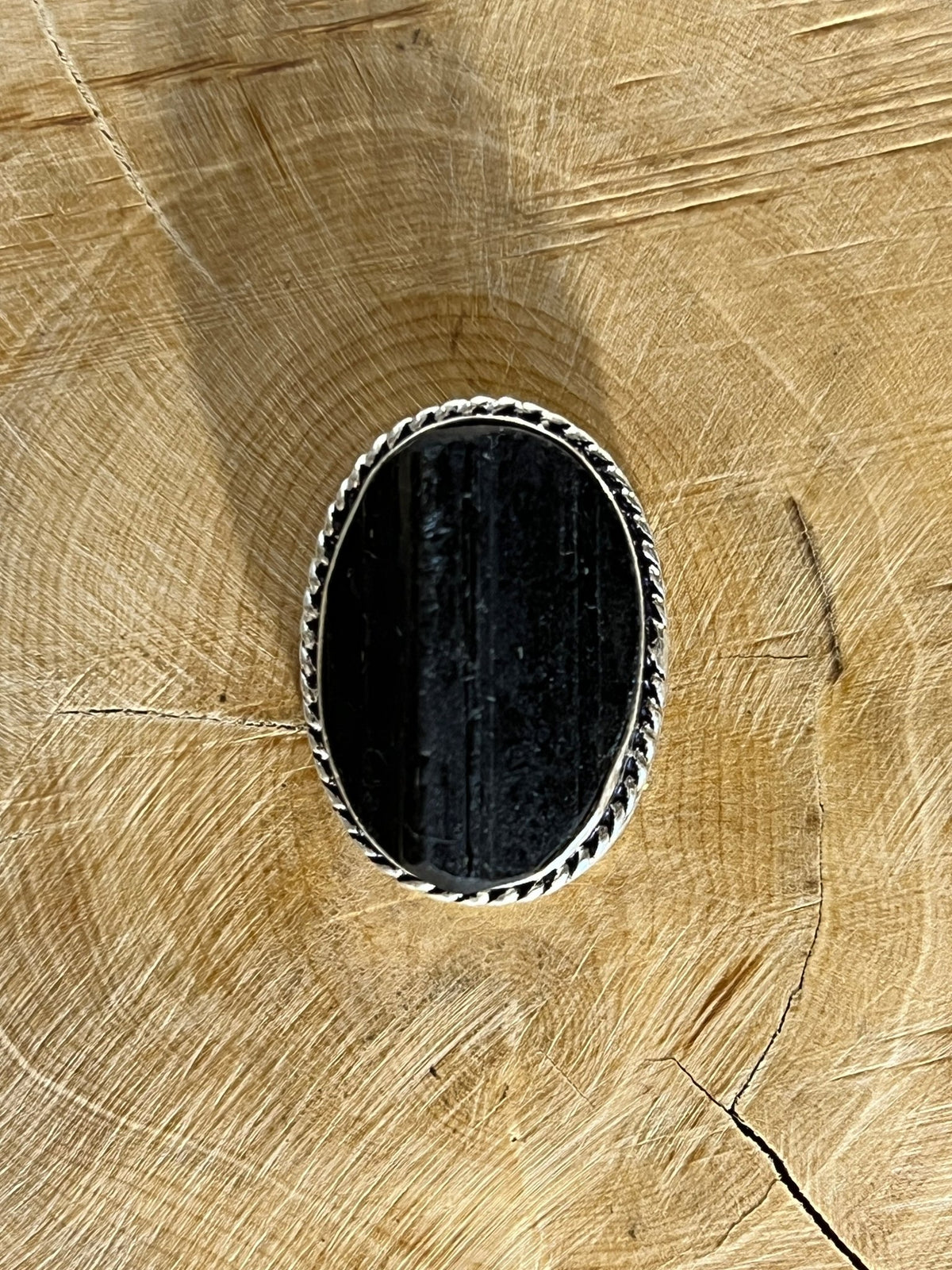 Tourmaline sertie argenté n°A4 (2,7cm x 2cm) - Solyluna Macramé