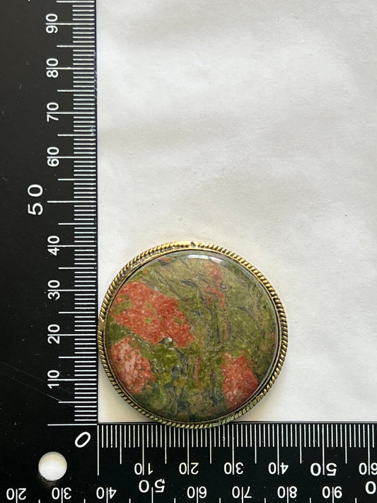 Unakite sertie doré n°D3 (4,1cm x 4,1cm) - Solyluna Macramé