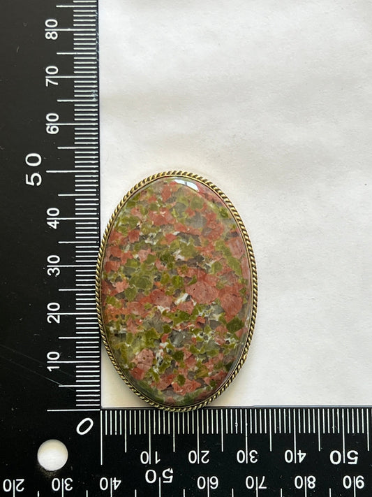 Unakite sertie doré n°D4 (5cm x 3,3cm) - Solyluna Macramé