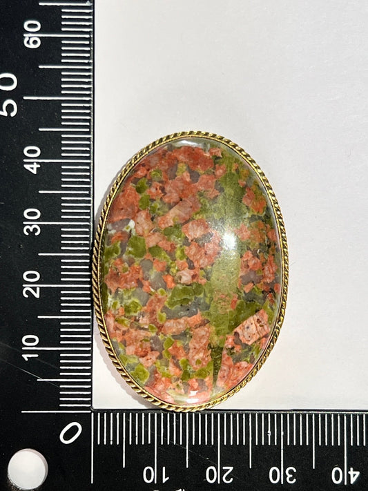 Unakite sertie doré n°D1 (4,3cm x 3cm) - Solyluna Macramé
