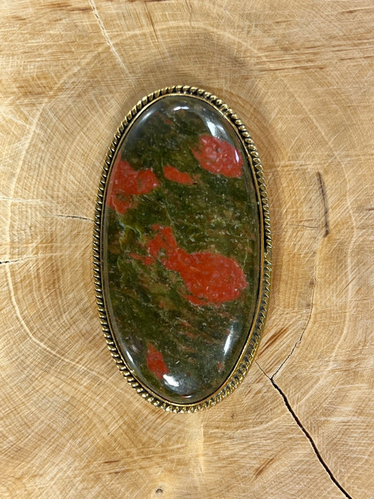Unakite sertie doré n°D1 (5cm x 2,7cm) - Solyluna Macramé